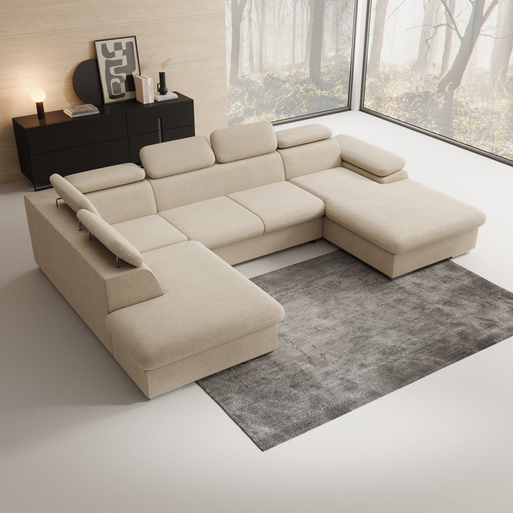Cordoba XL - Hoekbank 5-zits met chaise longue - Stof beige - Rechts
