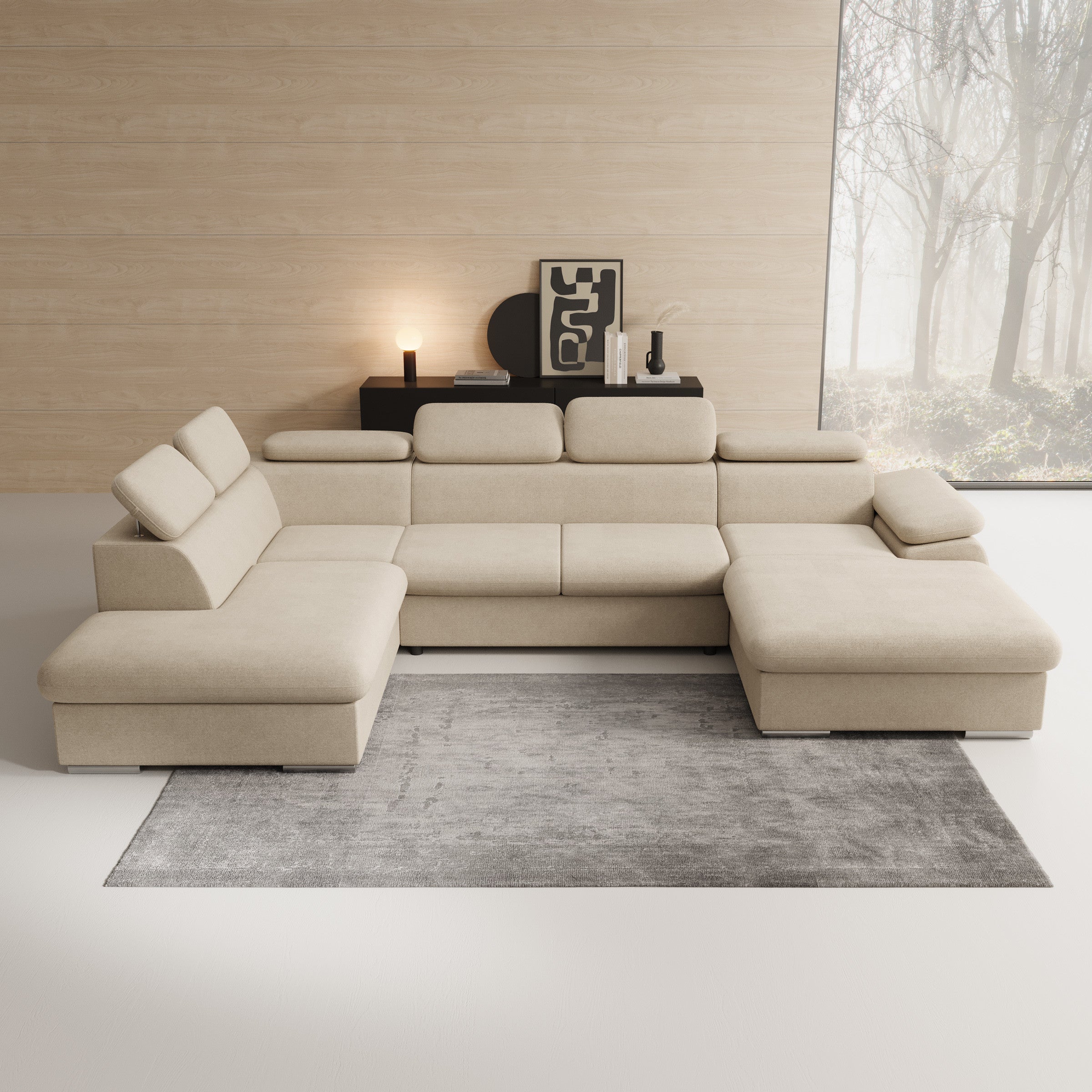 Cordoba XL - Hoekbank 5-zits met chaise longue - Stof beige - Rechts