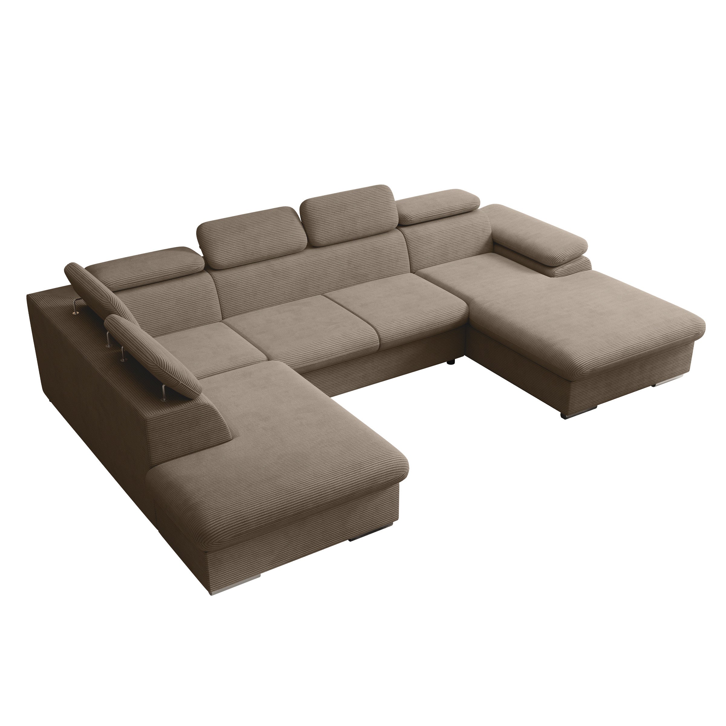 Cordoba XL - Hoekbank 5-zits met chaise longue - Ribstof bruin - Rechts