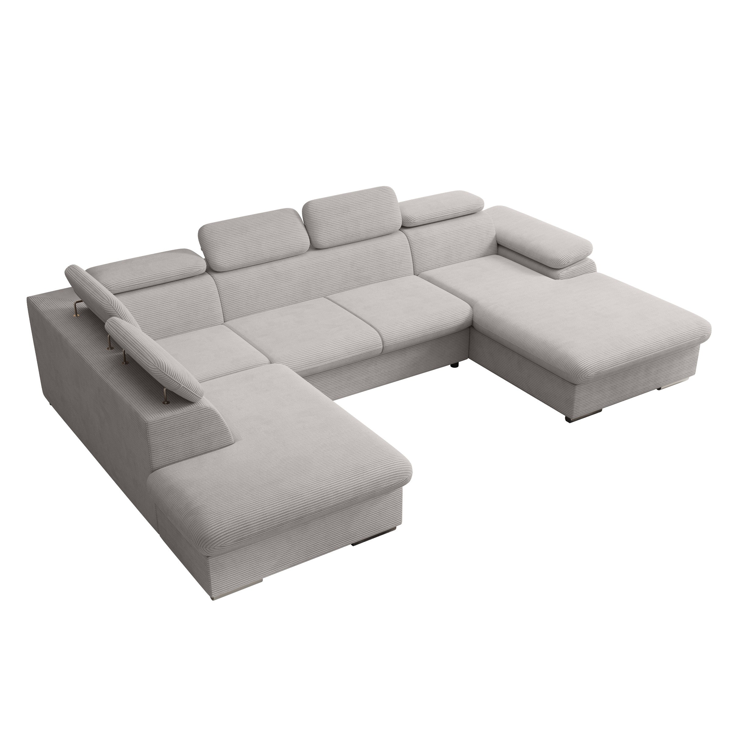 Cordoba XL - Hoekbank 5-zits met chaise longue - Ribstof grijs - Rechts