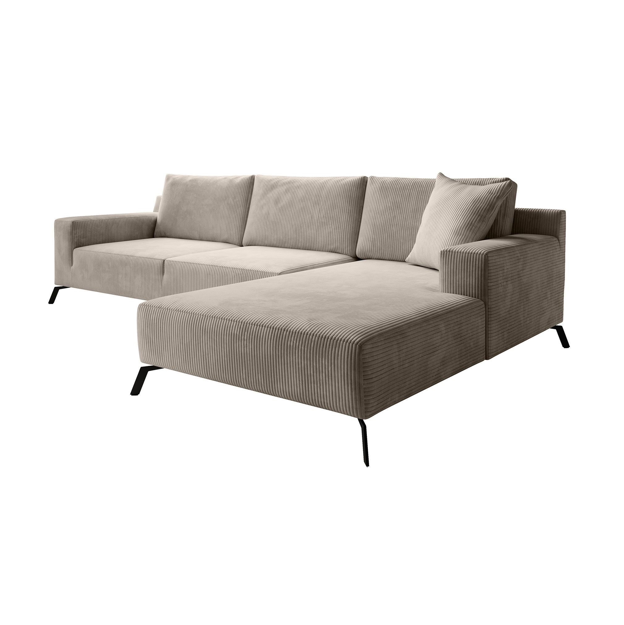 Florencio - Hoekbank 3-zits met CL - Ribstof beige - Rechts