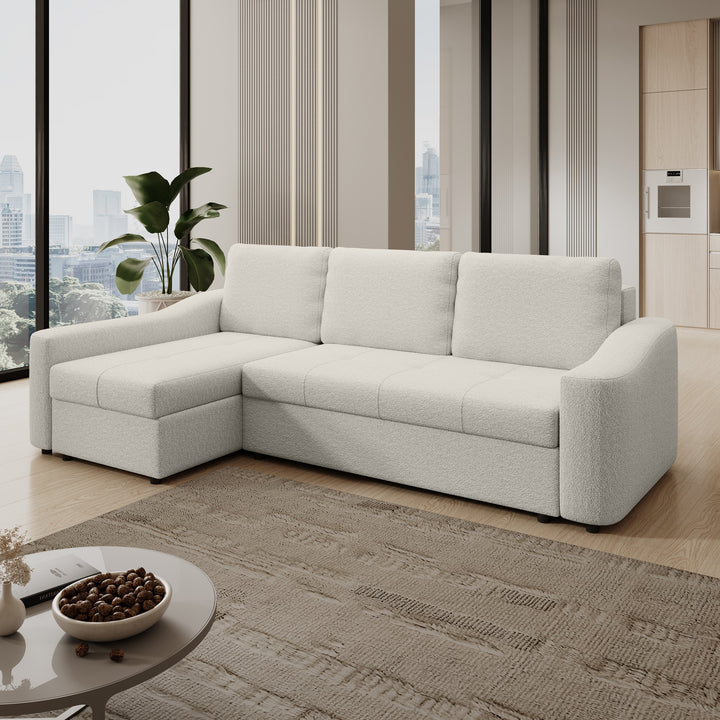 Hawk - Hoekbank 3-zits met chaise longue - Stof beige - Links