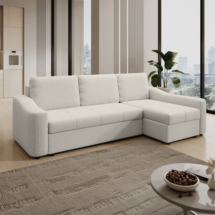 Hawk - Hoekbank 3-zits met chaise longue - Stof beige - Rechts