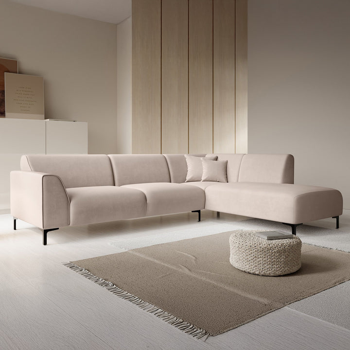 Moana - Hoekbank 4-zits met chaise longue - Stof beige - Rechts