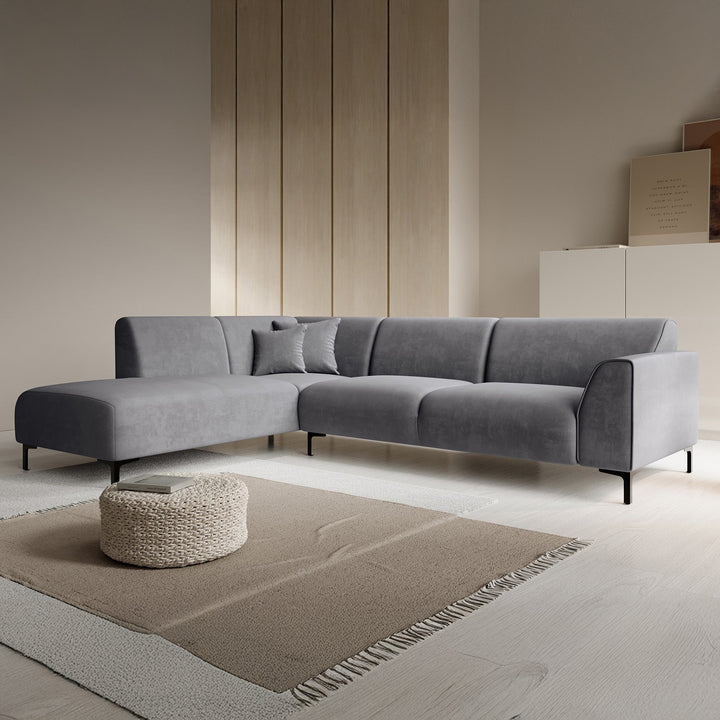 Moana - Hoekbank 4-zits met chaise longue - Stof grijs - Links