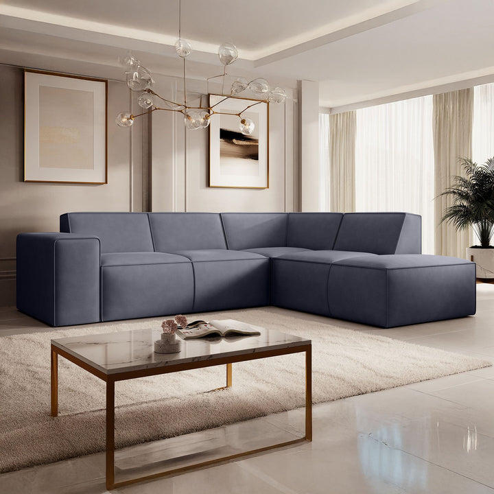 Monet - Hoekbank 4-zits met chaise longue - Stof antraciet - Rechts