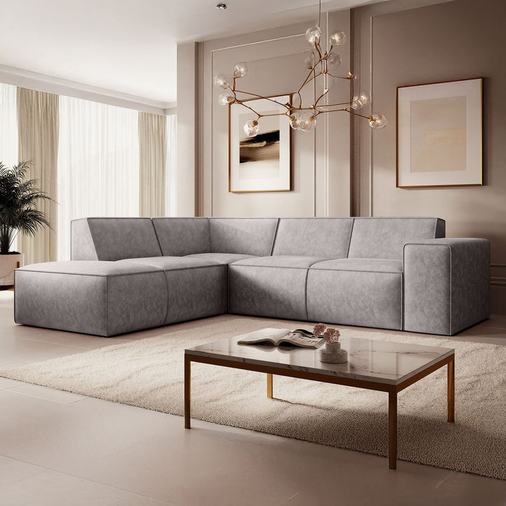 Monet - Hoekbank 4-zits met chaise longue - Kunstleer beige - Links