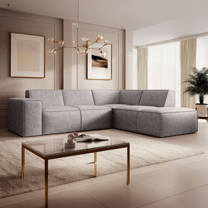 Monet - Hoekbank 4-zits met chaise longue - Kunstleer beige - Rechts