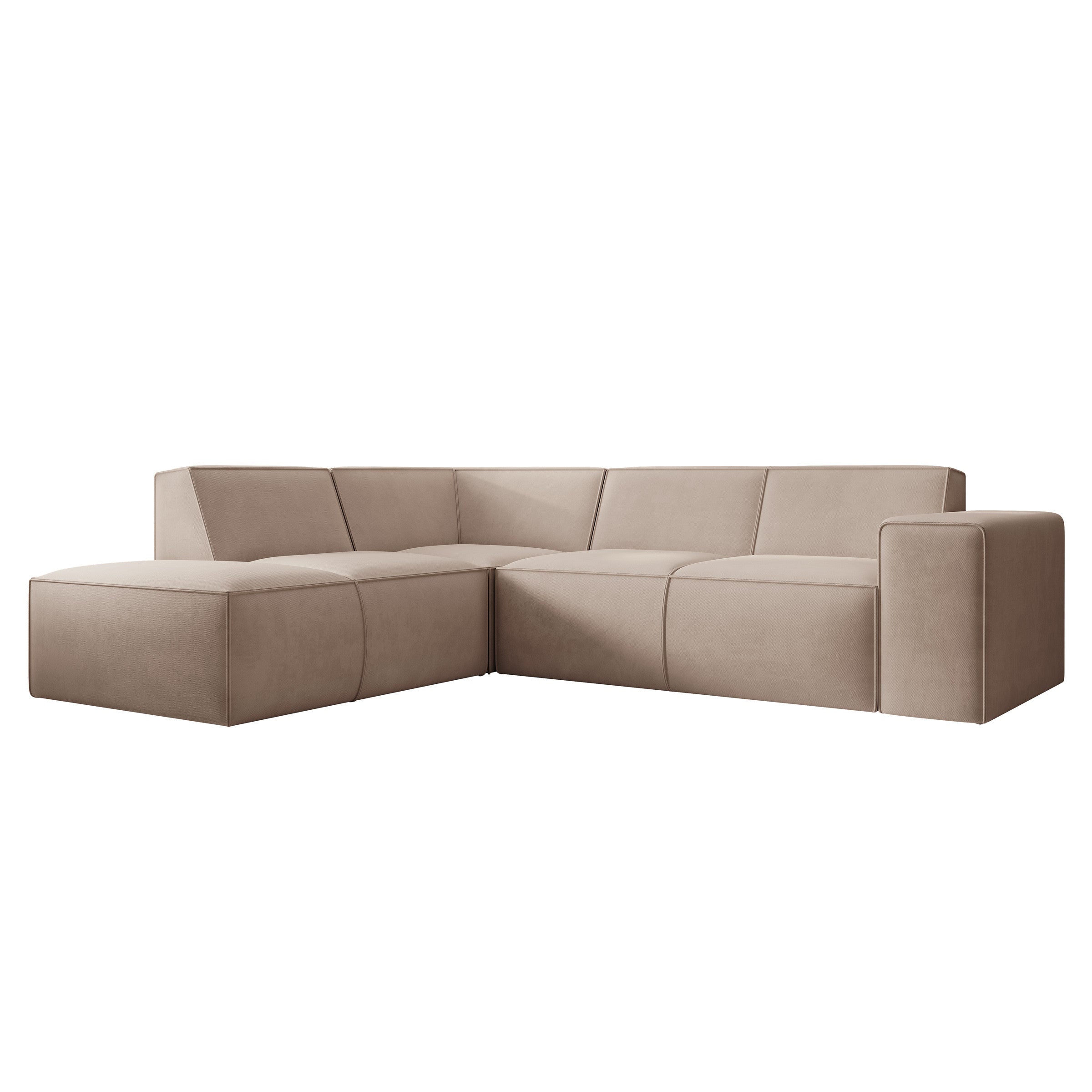 Monet - Hoekbank 4-zits met chaise longue - Stof beige - Links