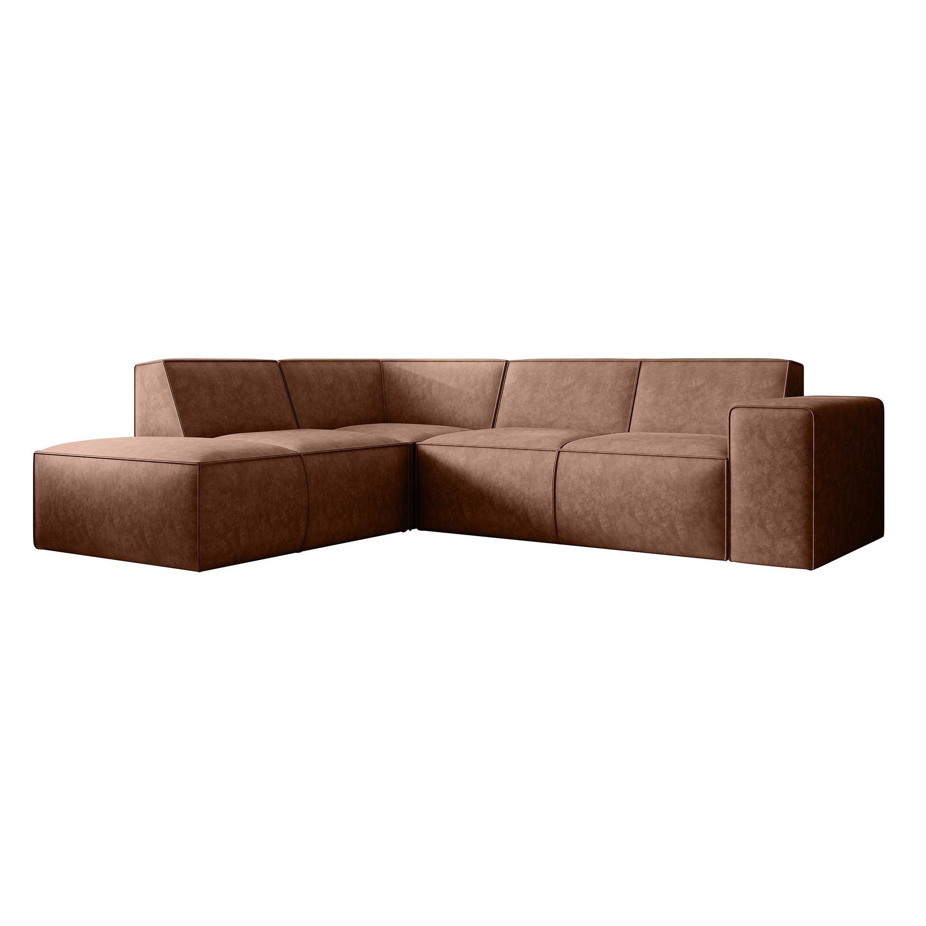 Monet - Hoekbank 4-zits met chaise longue - Kunstleer cognac - Links