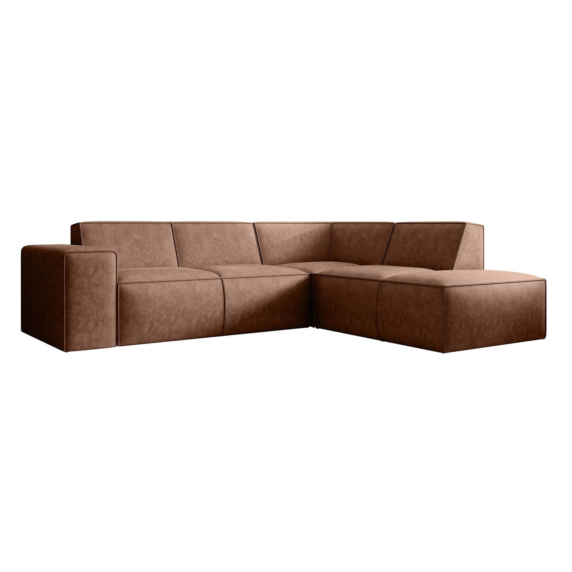 Monet - Hoekbank 4-zits met chaise longue - Kunstleer cognac - Rechts