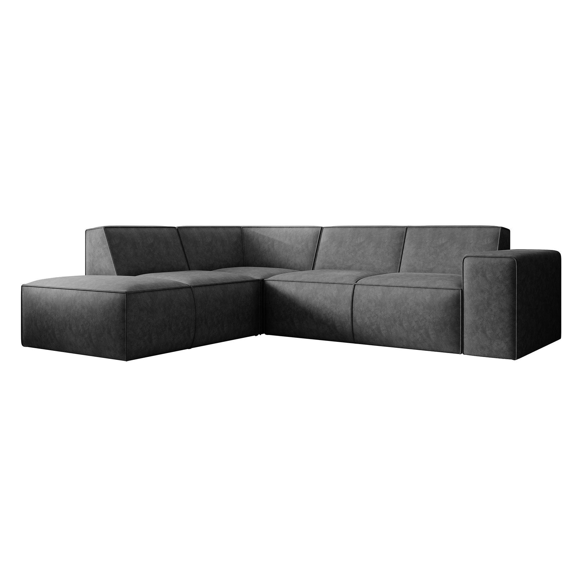 Monet - Hoekbank 4-zits met chaise longue - Kunstleer grijs - Links