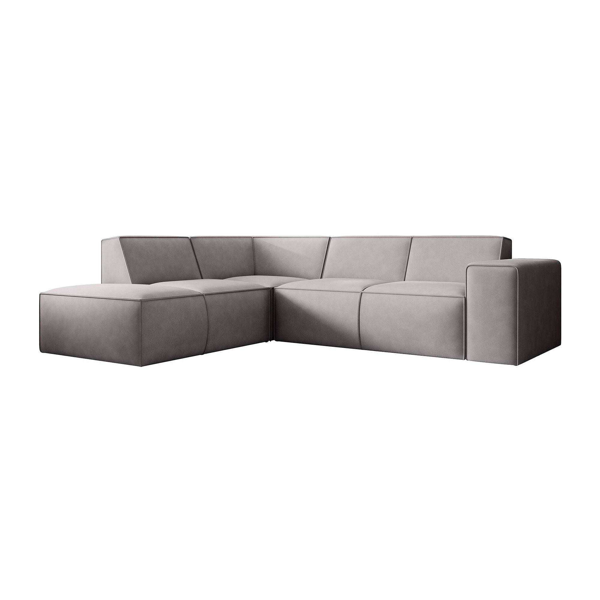 Monet - Hoekbank 4-zits met chaise longue - Stof lichtgrijs - Links