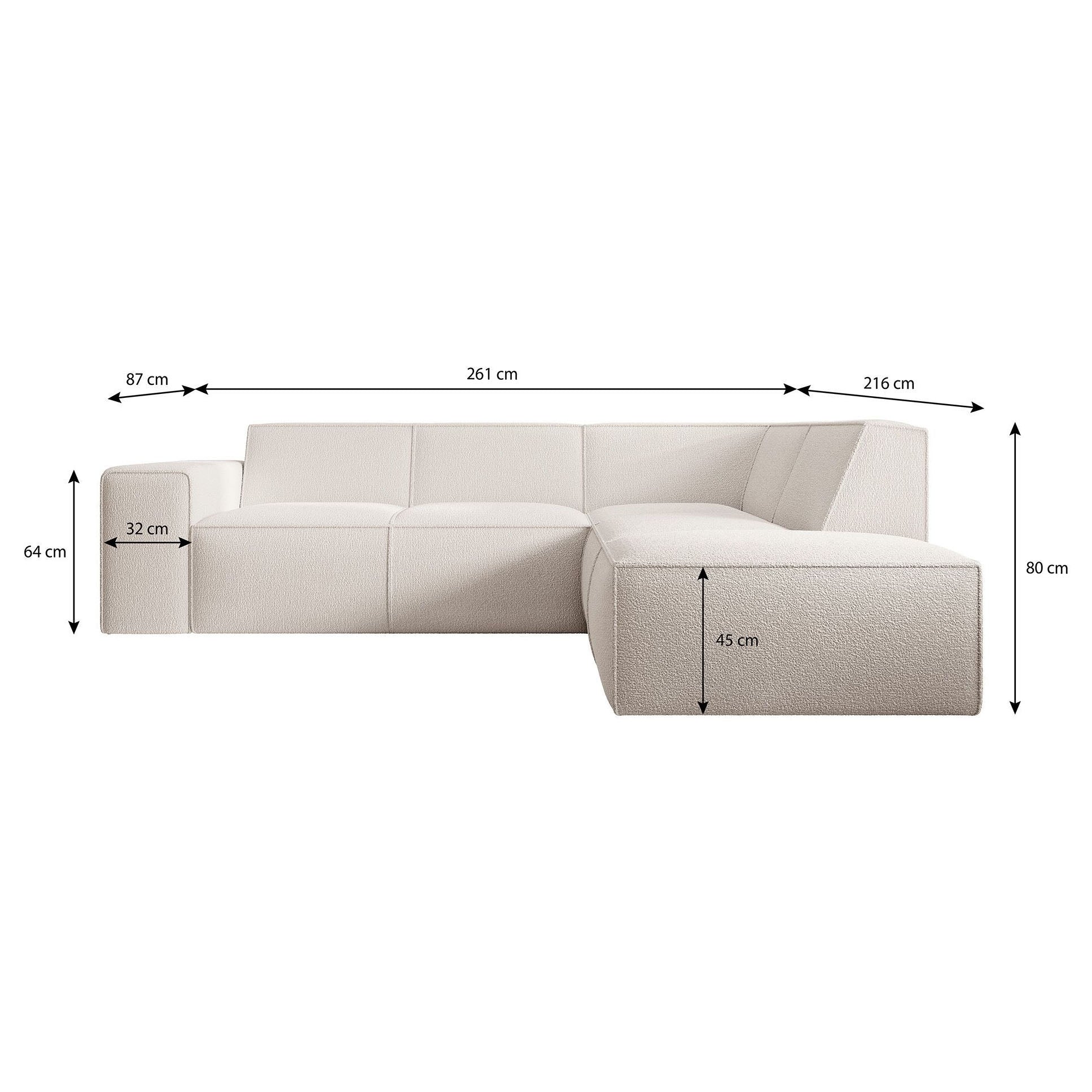 Monet - Hoekbank 4-zits met chaise longue - Kunstleer cognac - Rechts