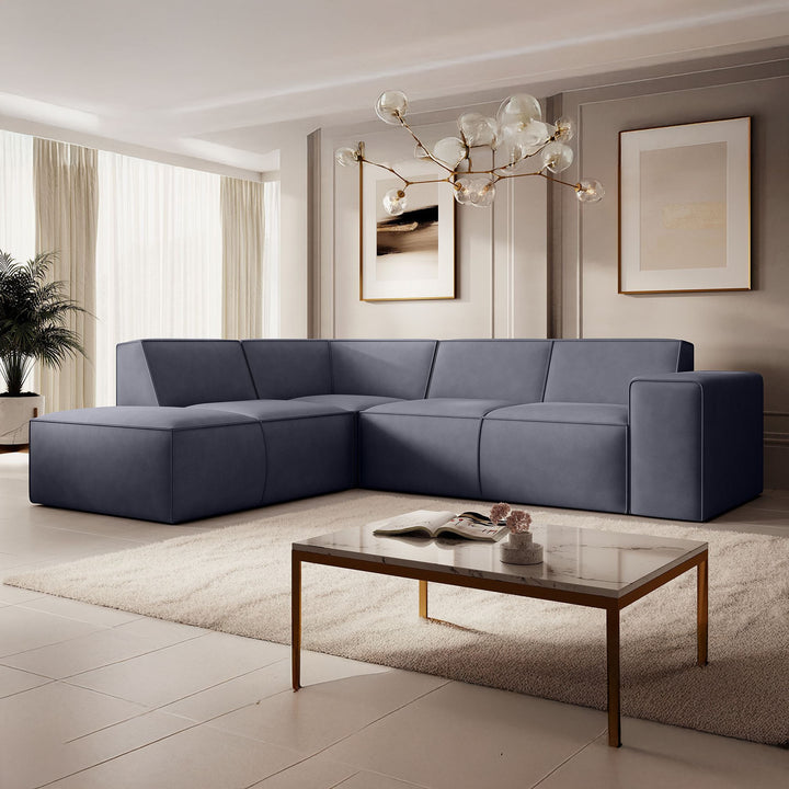 Monet - Hoekbank 4-zits met chaise longue - Stof antraciet - Links