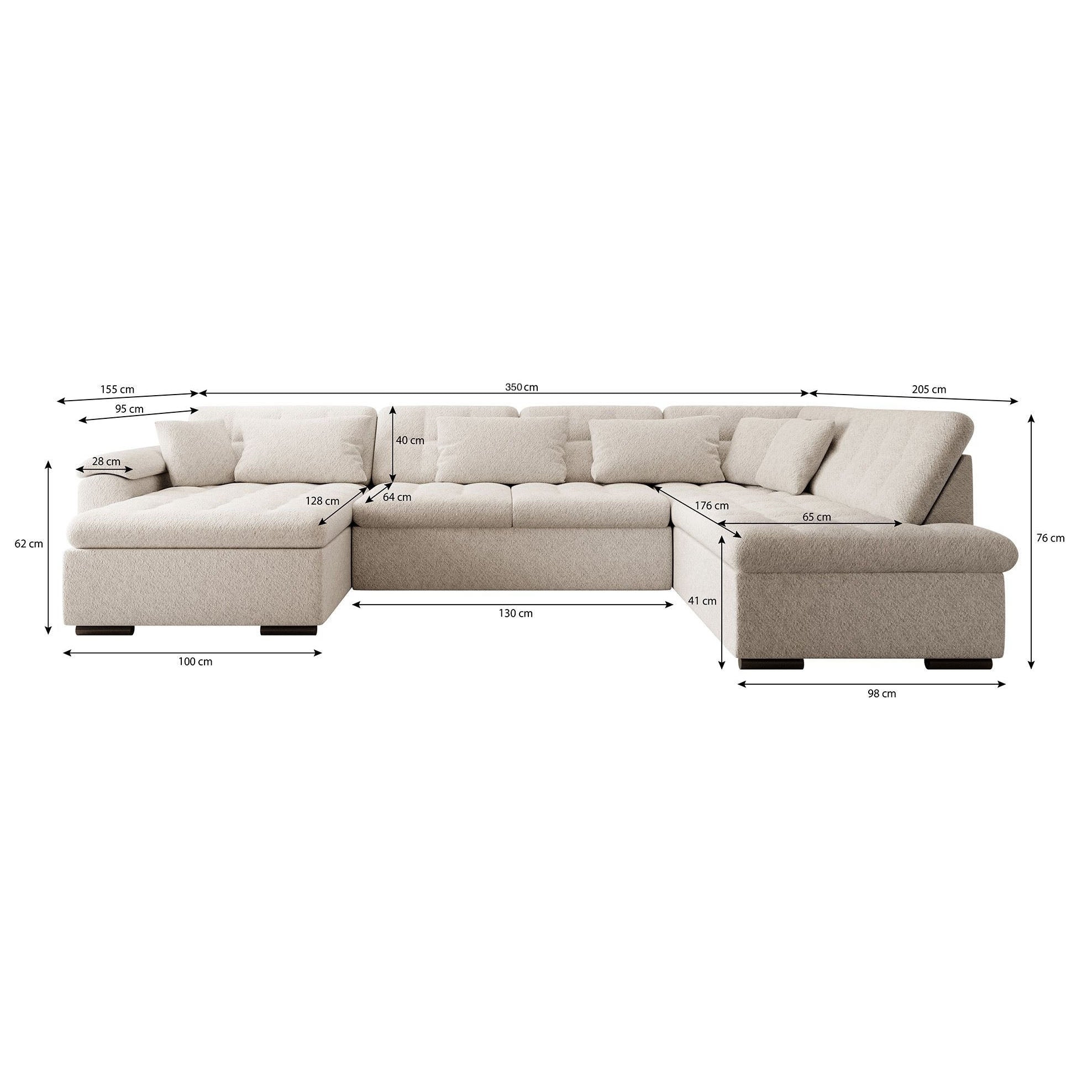 Nicoreta - Hoekbank 5-zits met chaise longue - Ribstof donkergrijs - Links