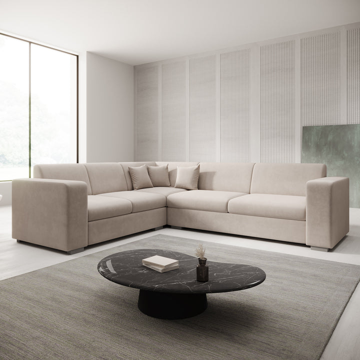 Santana - Hoekbank 4-zits - Stof beige - Links