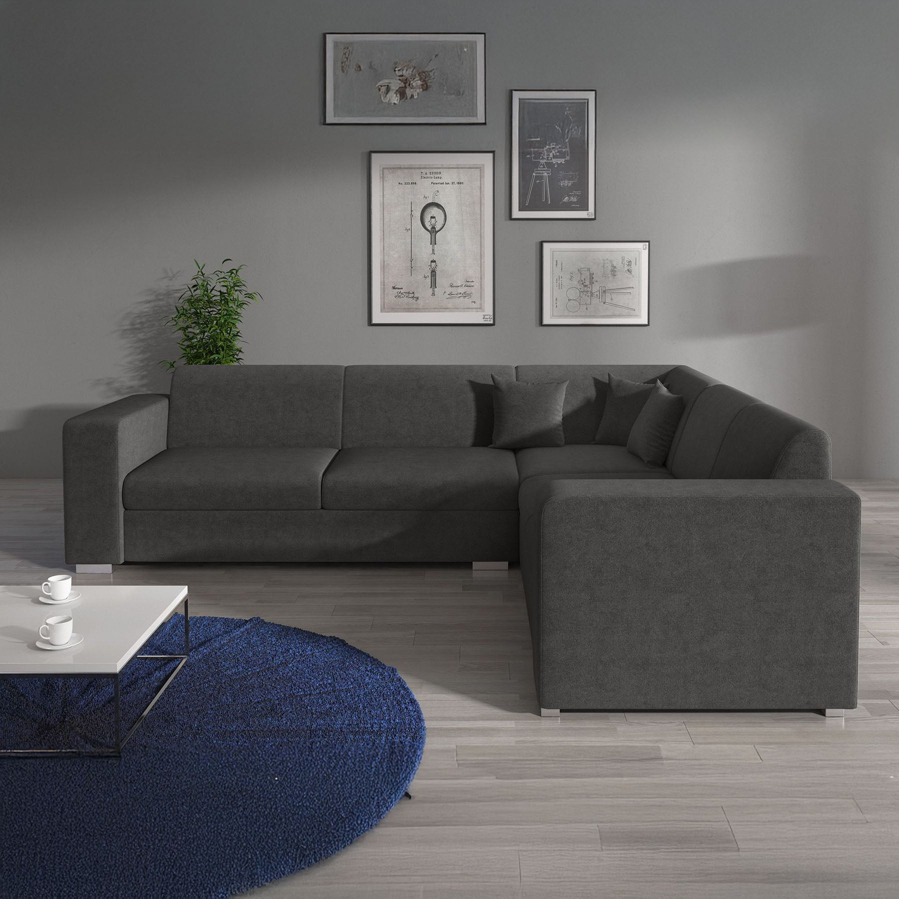 Santana - Hoekbank 4-zits - Velvet grijs - Rechts