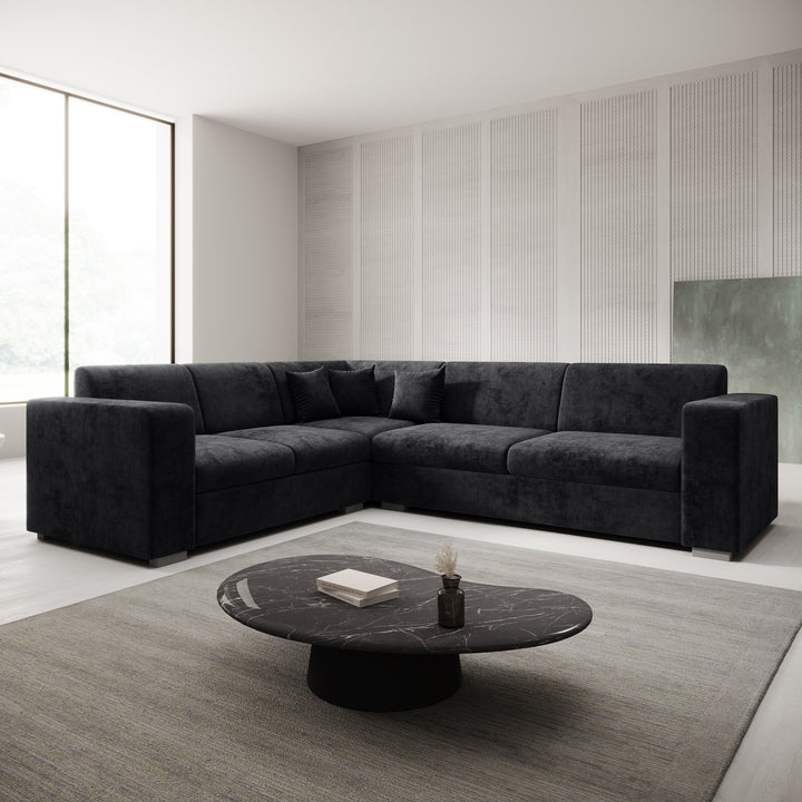 Santana - Hoekbank 4-zits - Velvet zwart - Links