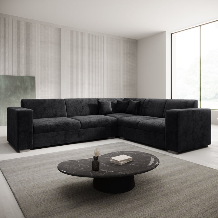 Santana - Hoekbank 4-zits - Velvet zwart - Rechts