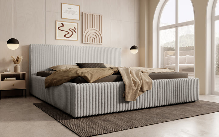 Infinity - Tweepersoonsbed - Fluffy ribstof grijs - 180x200 cm