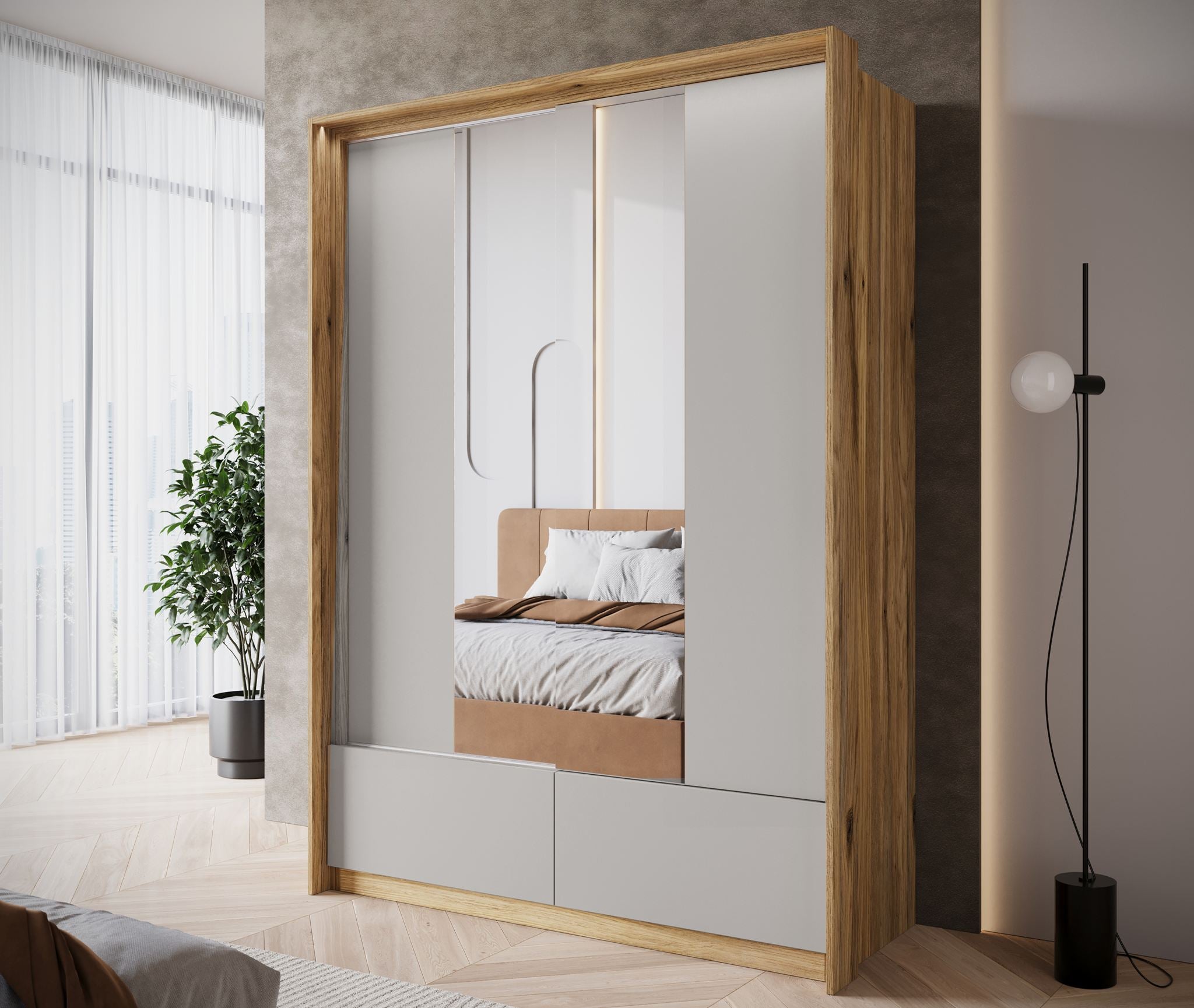 Innocent - Kledingkast met schuifdeuren - Beige - 159x63x219 cm