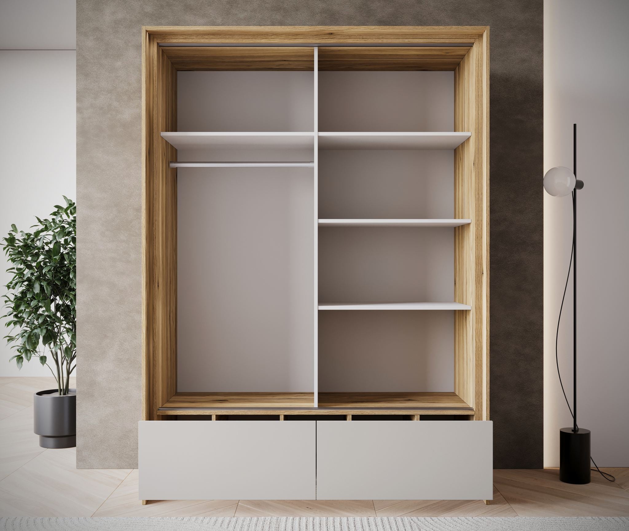 Innocent - Kledingkast met schuifdeuren - Beige - 159x63x219 cm