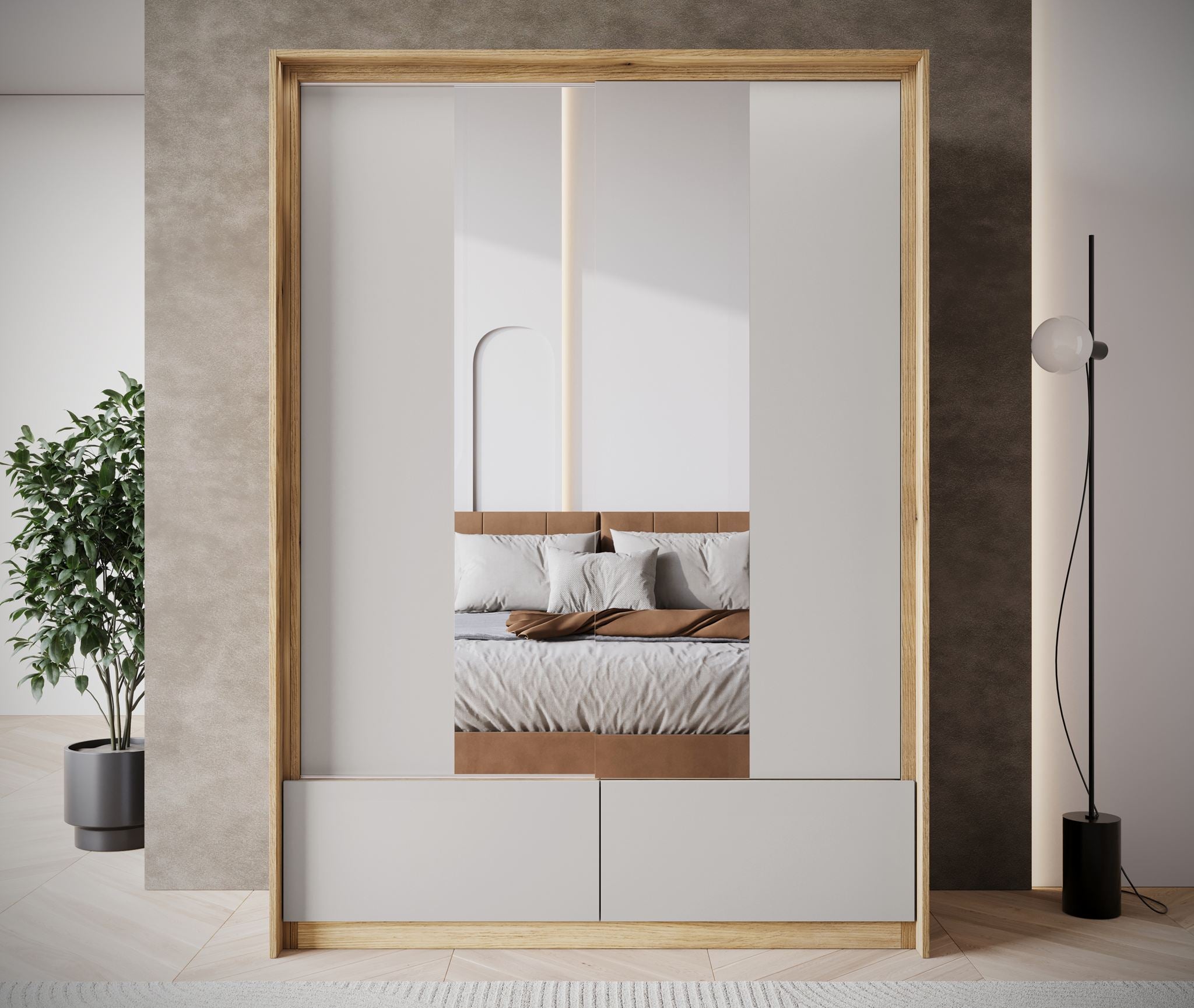 Innocent - Kledingkast met schuifdeuren - Beige - 159x63x219 cm