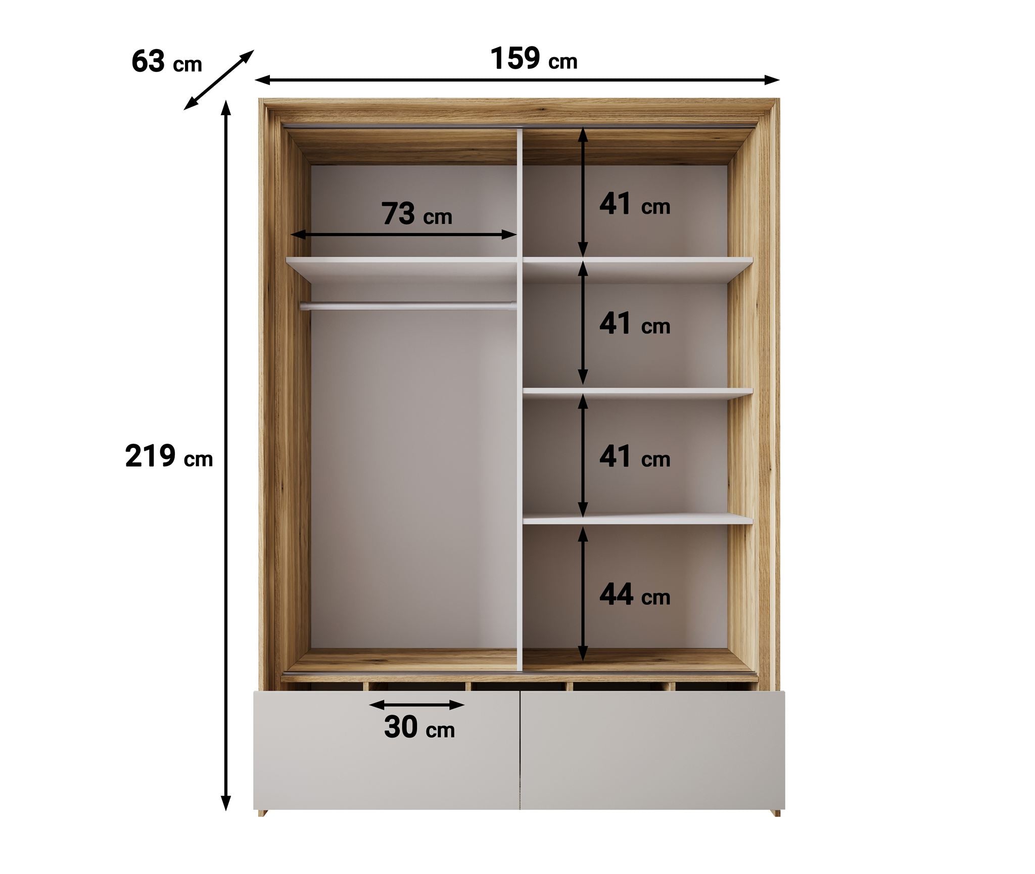 Innocent - Kledingkast met schuifdeuren - Beige - 159x63x219 cm