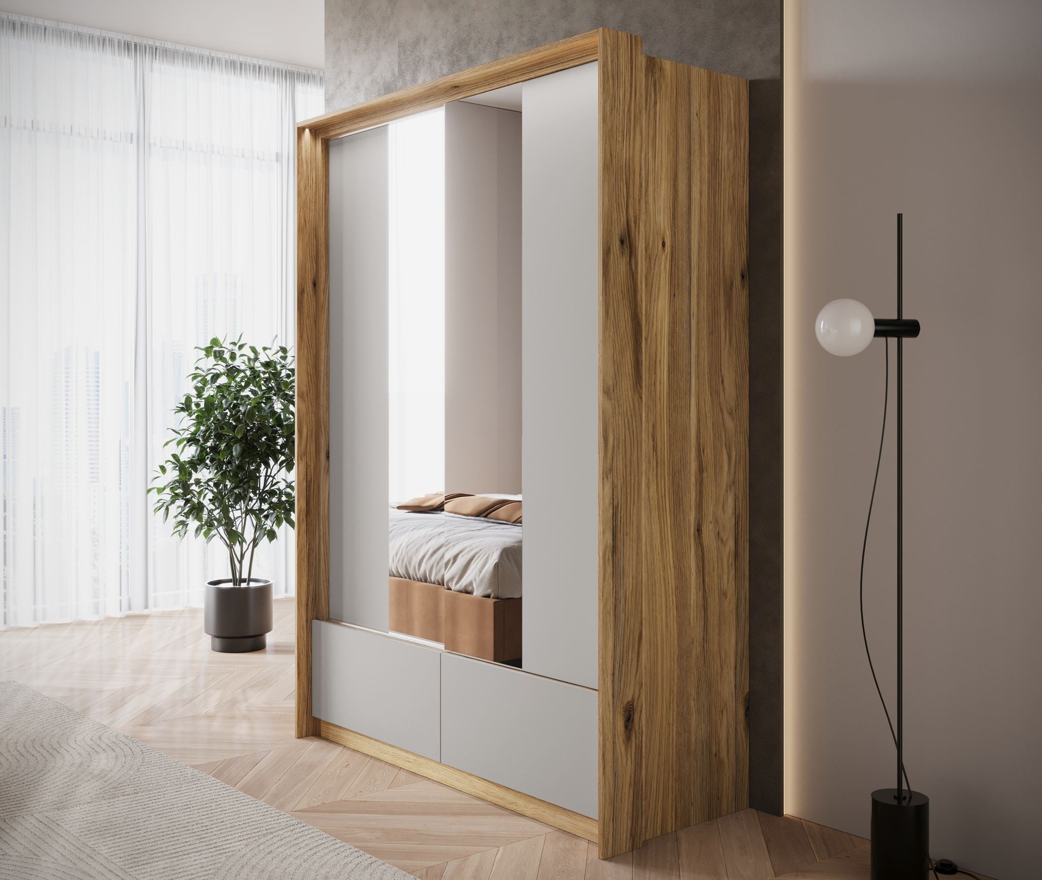 Innocent - Kledingkast met schuifdeuren - Beige - 159x63x219 cm
