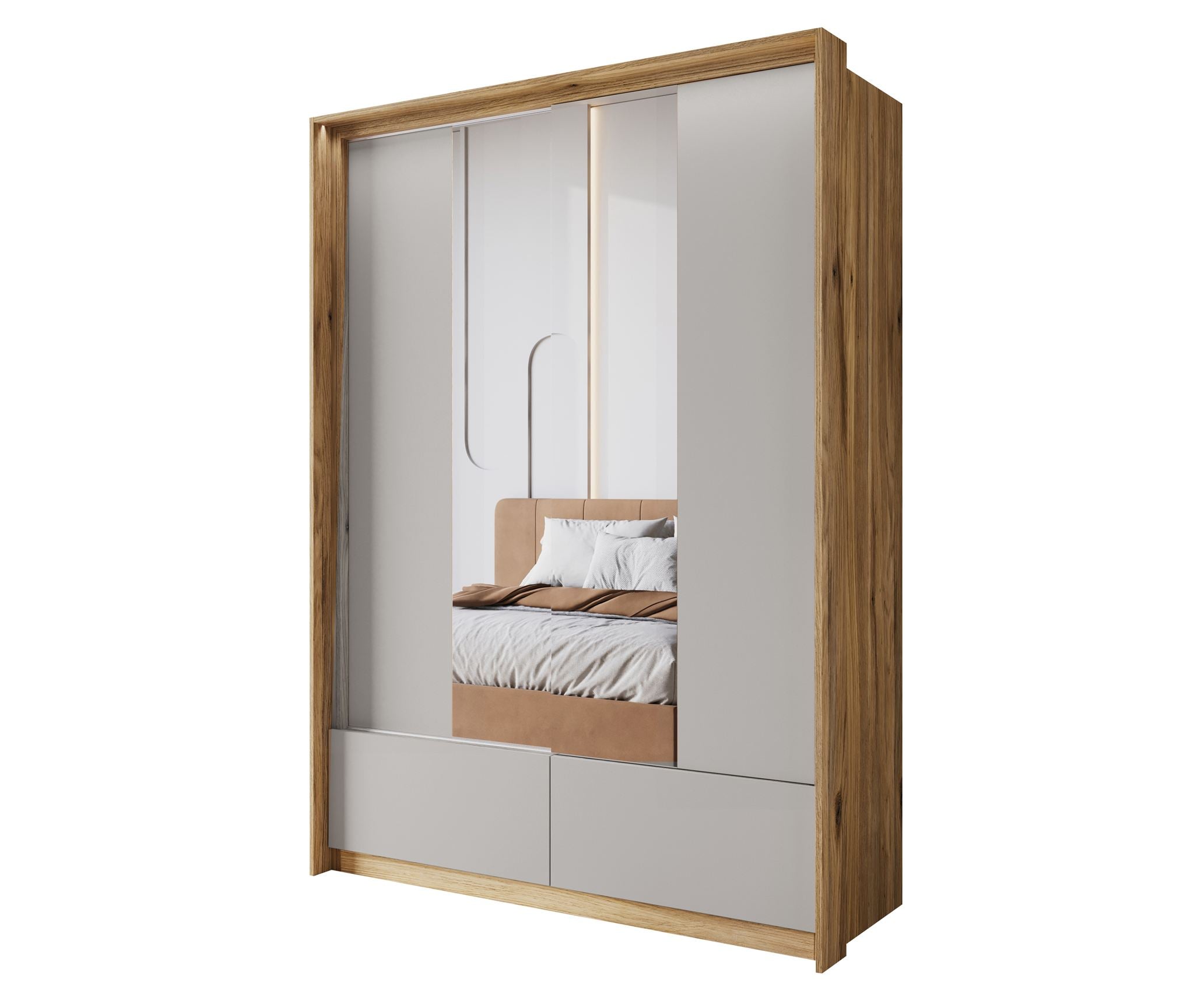 Innocent - Kledingkast met schuifdeuren - Beige - 159x63x219 cm