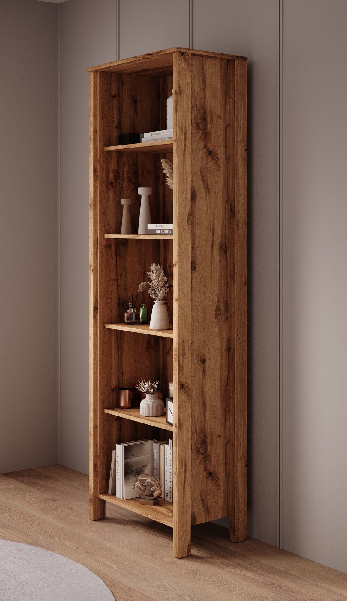 Isaac 1 - Boekenkast - Eiken - 66x37x199 cm