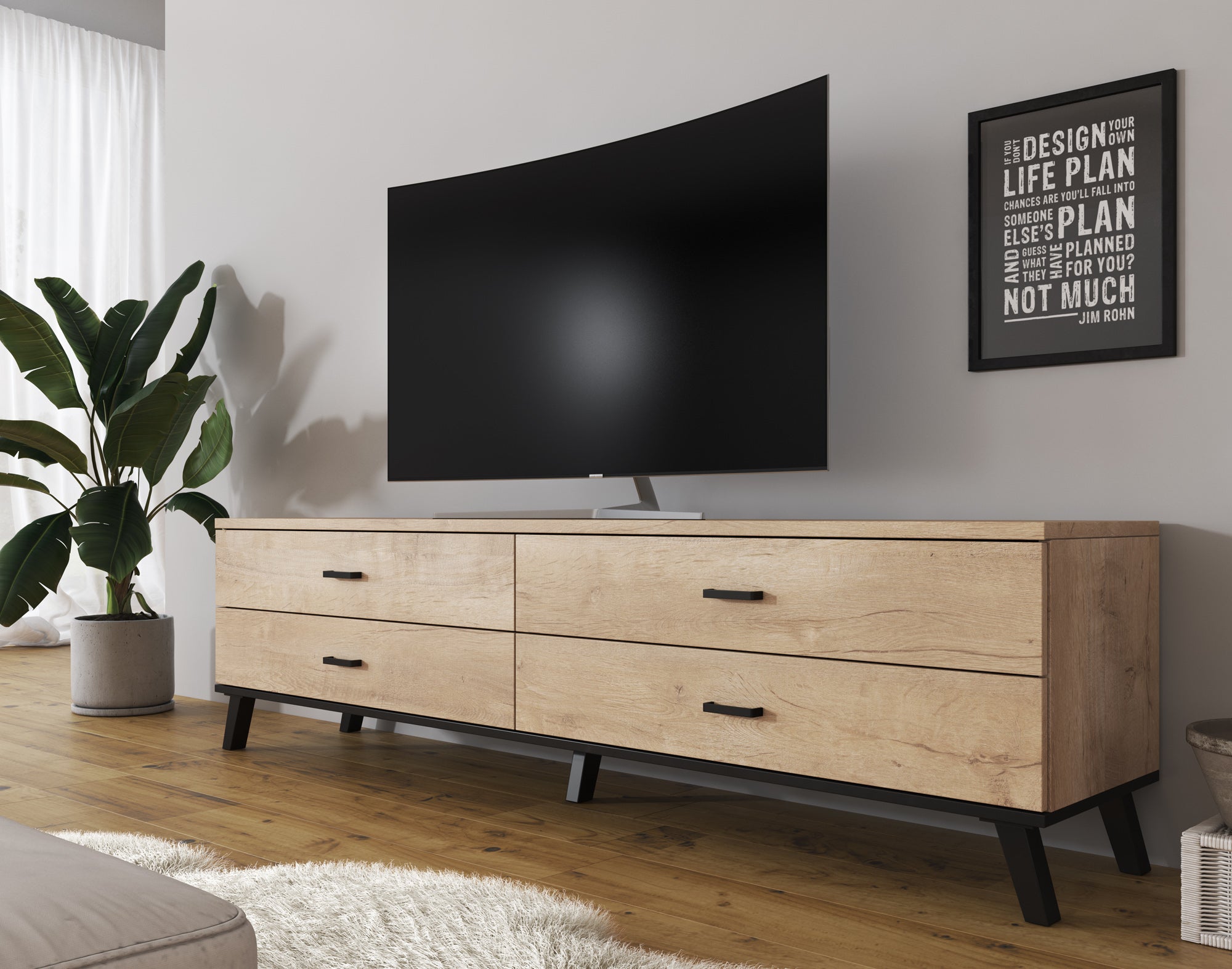 Jenny - TV-Meubel met 4 lades - Eiken - 181 cm