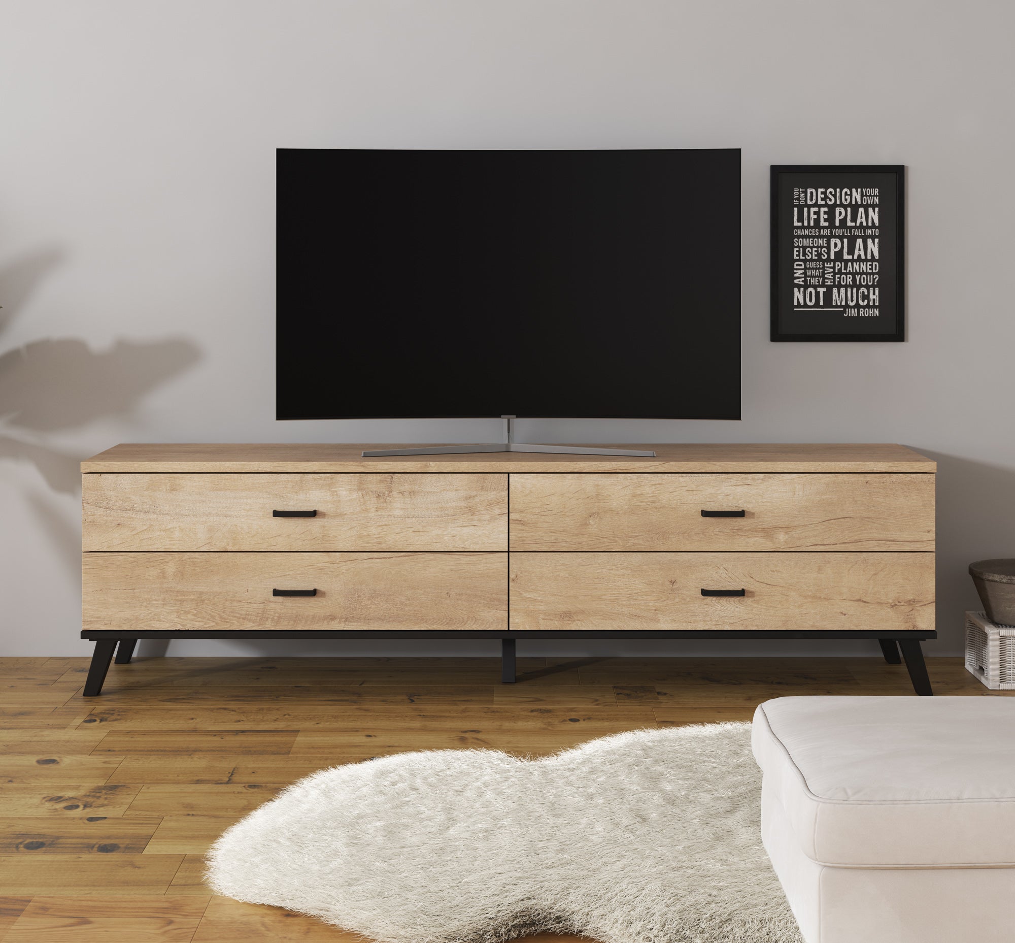 Jenny - TV-Meubel met 4 lades - Eiken - 181 cm