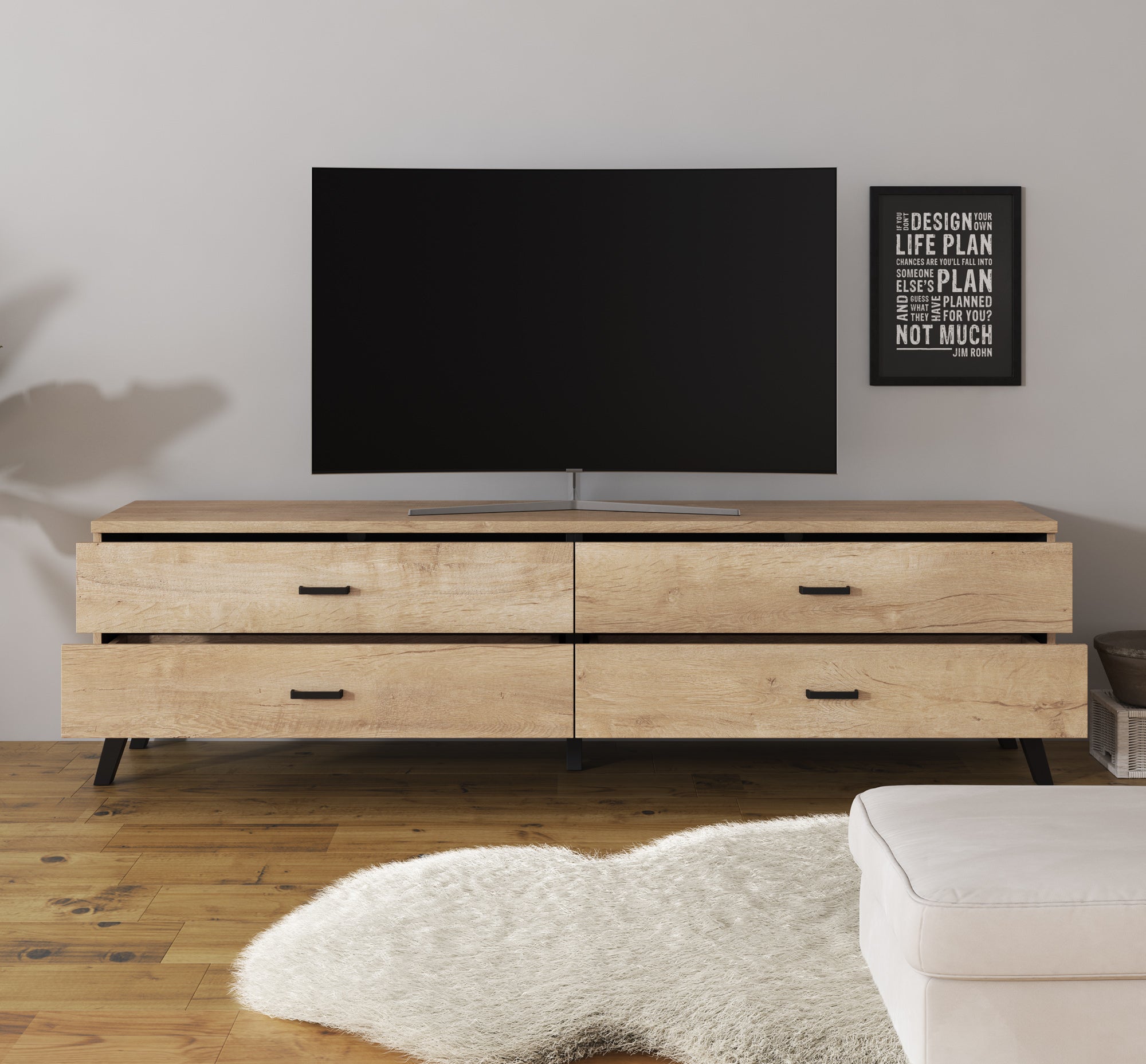 Jenny - TV-Meubel met 4 lades - Eiken - 181 cm