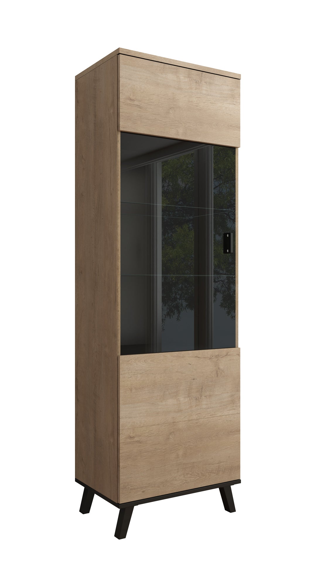 Jenny - Vitrinekast - Eiken/zwart - 61x40x191 cm