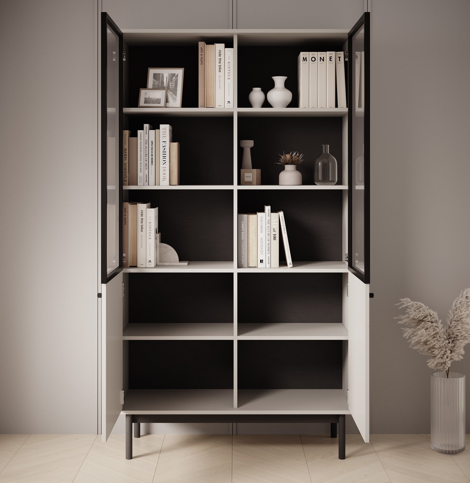 Jules 1 - Vitrinekast - Beige - 104x39x185 cm