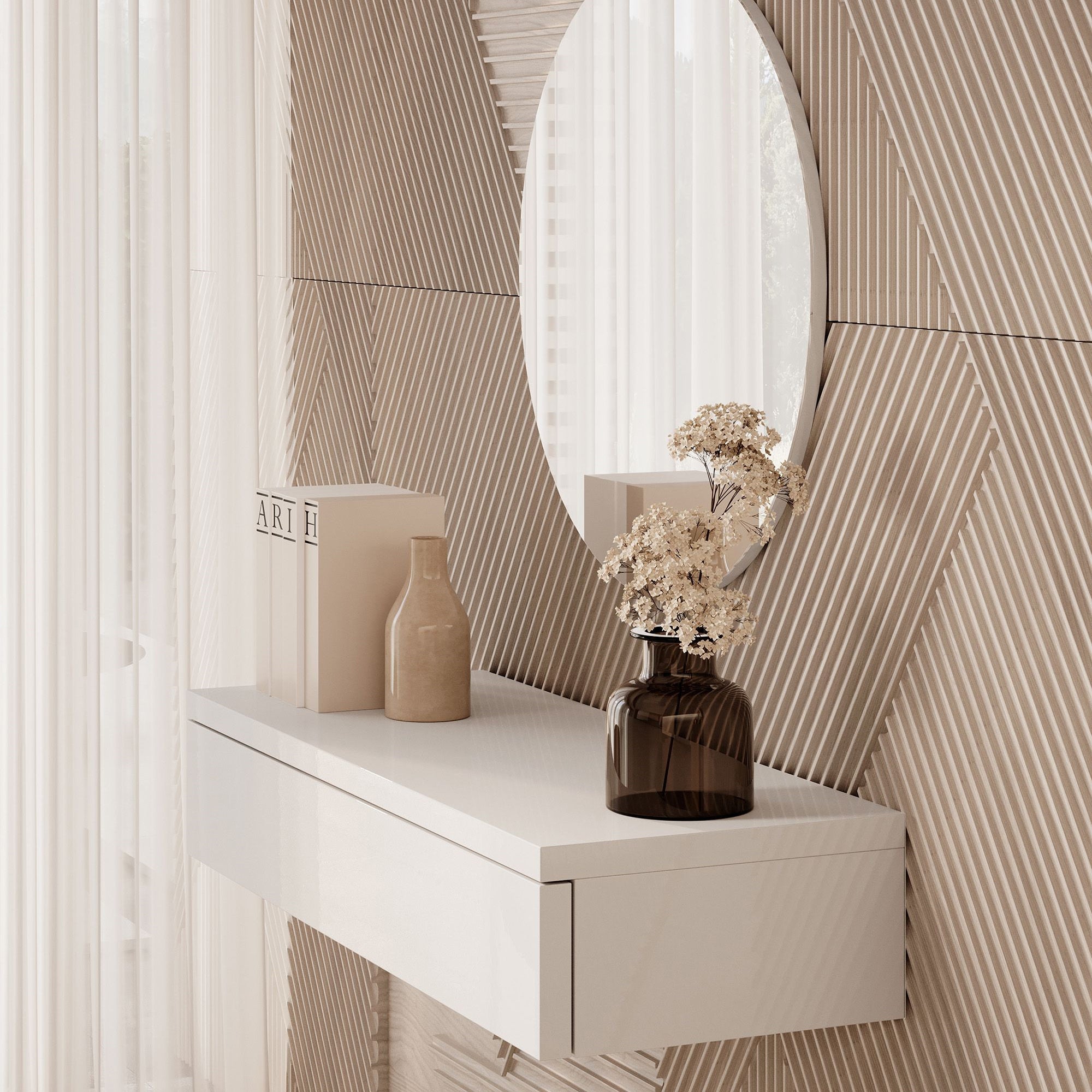 Amaretto - Kaptafel - Wit - 100x38 cm - Met spiegel