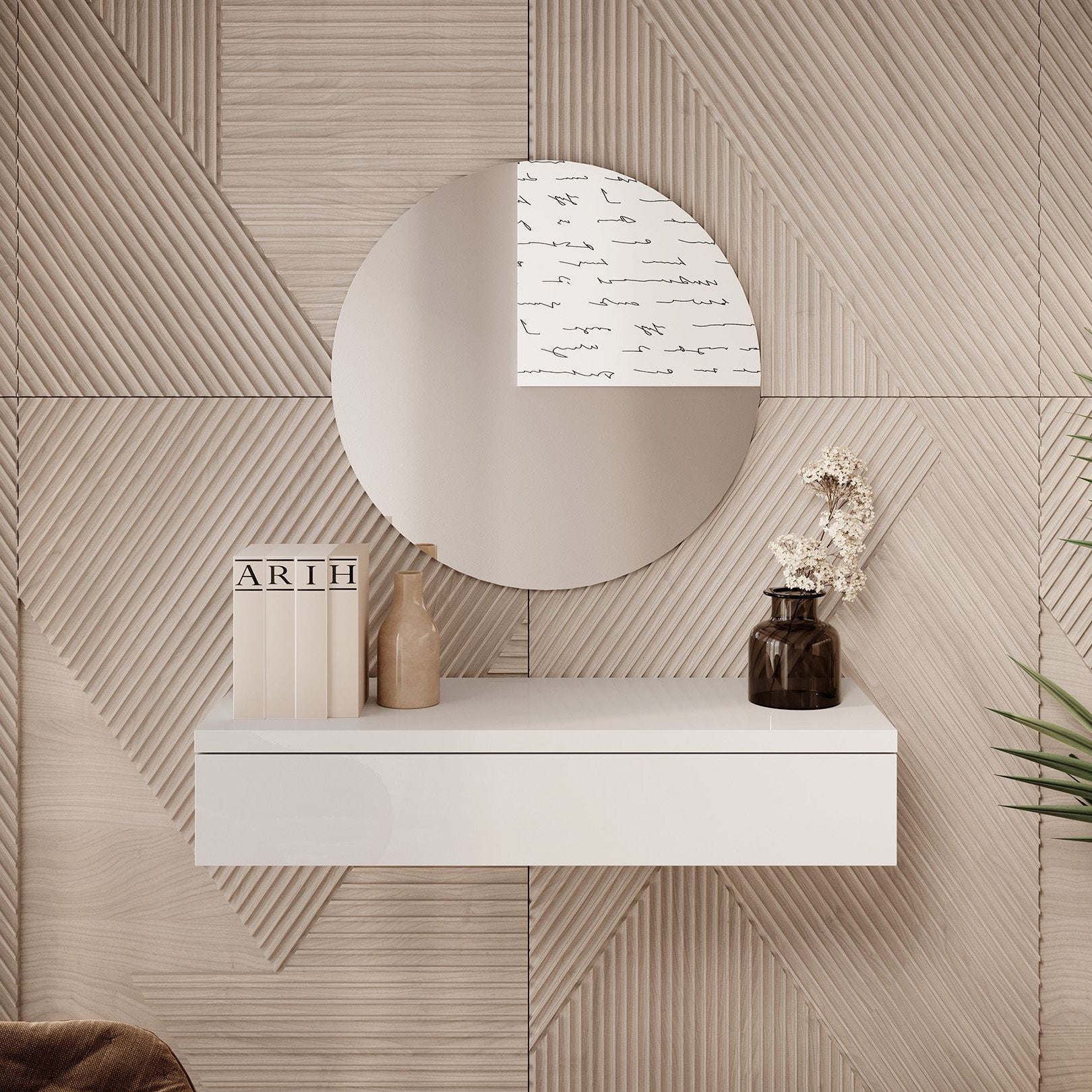 Amaretto - Kaptafel - Wit - 100x38 cm - Met spiegel