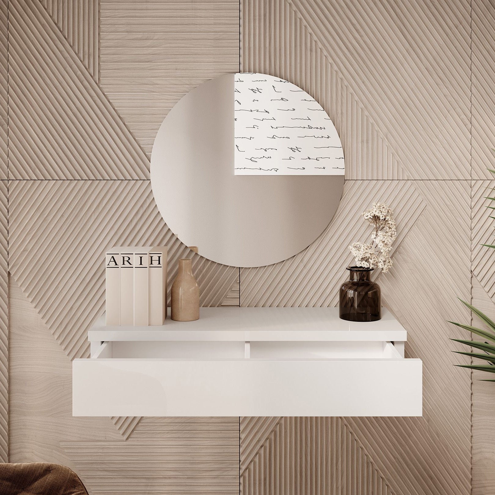 Amaretto - Kaptafel - Wit - 100x38 cm - Met spiegel