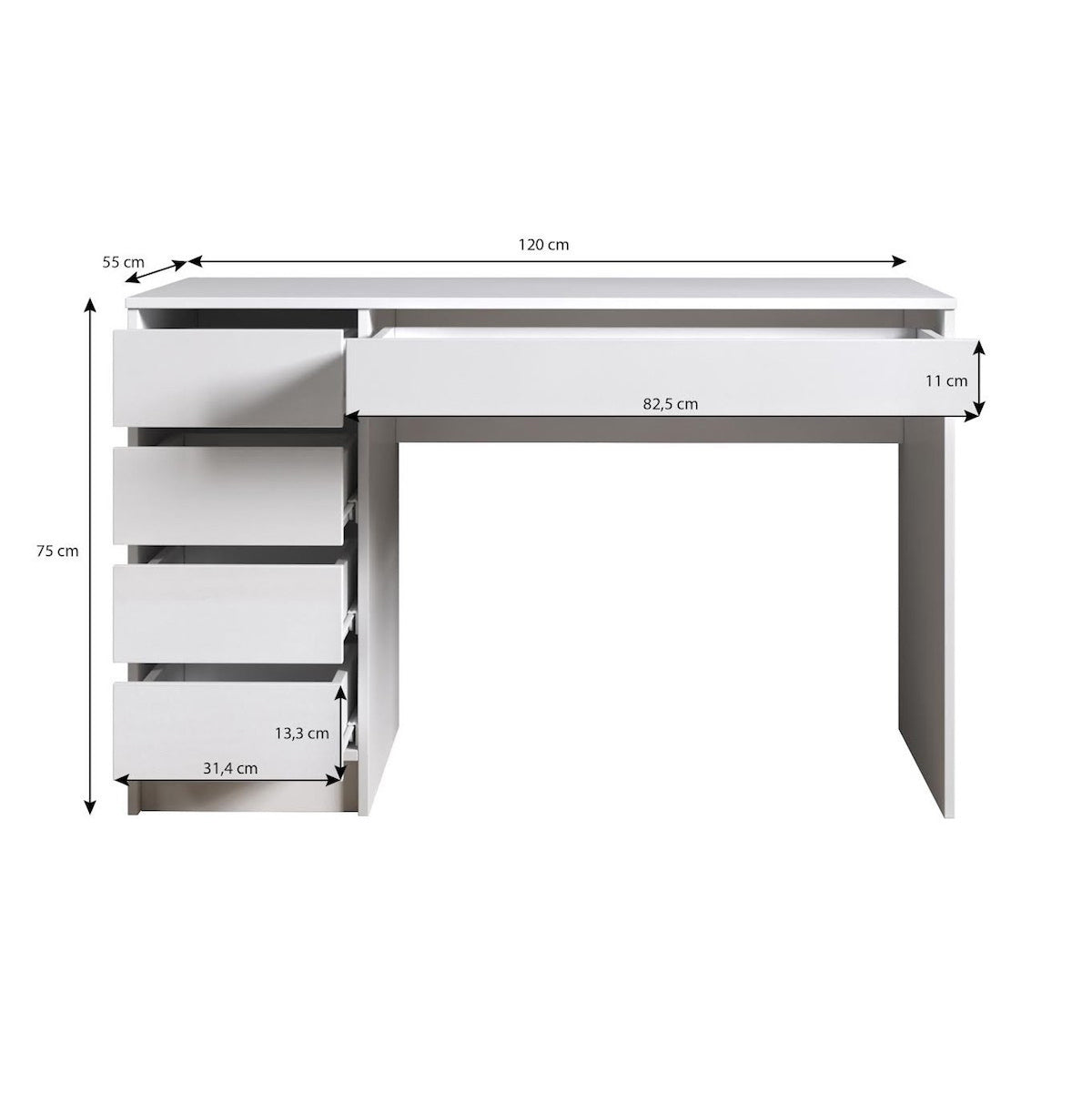 Arco - Kaptafel - Wit - 120x55 cm