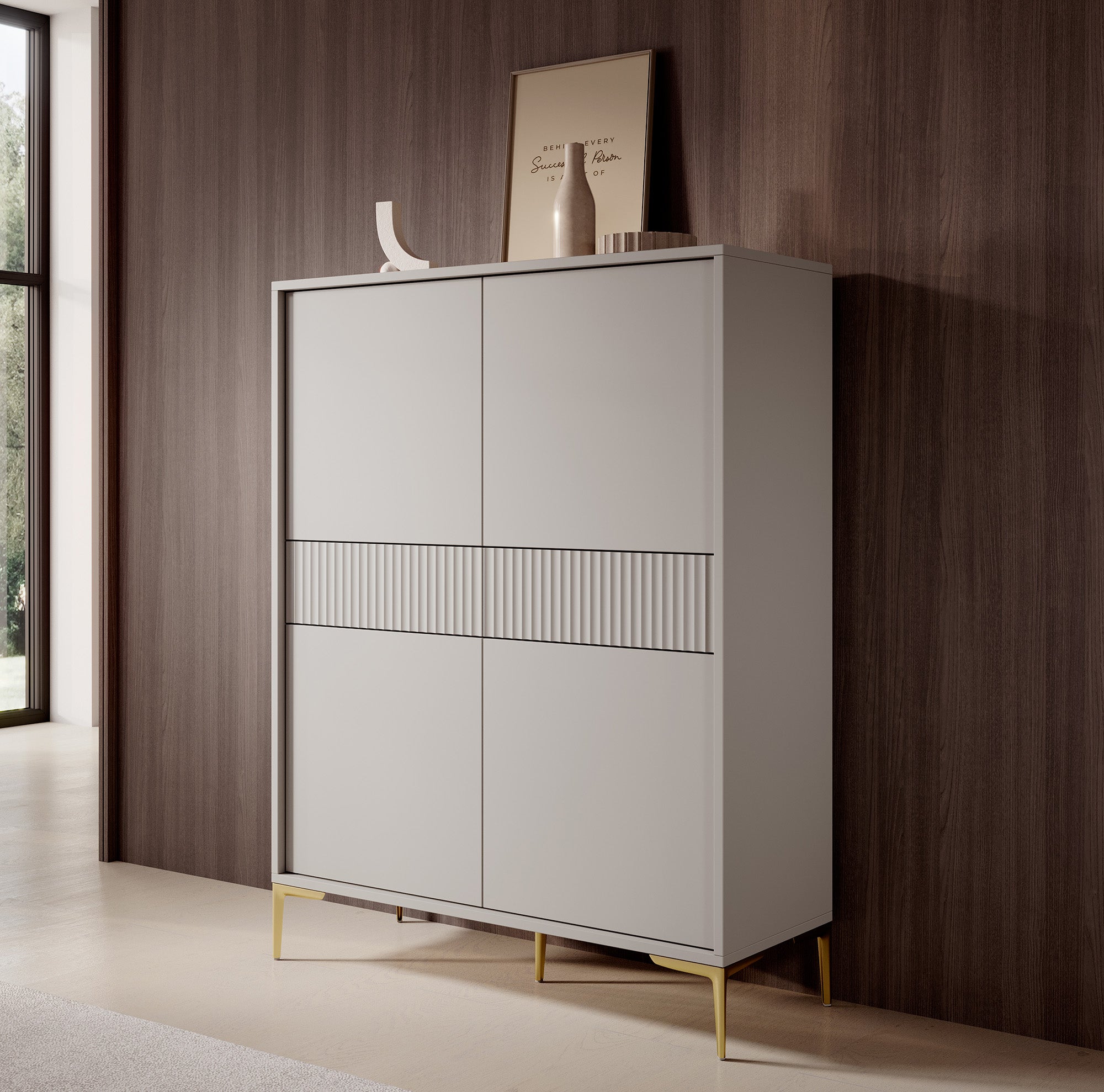 Five - Opbergkast met 4 deuren - Beige - 103x38x133 cm