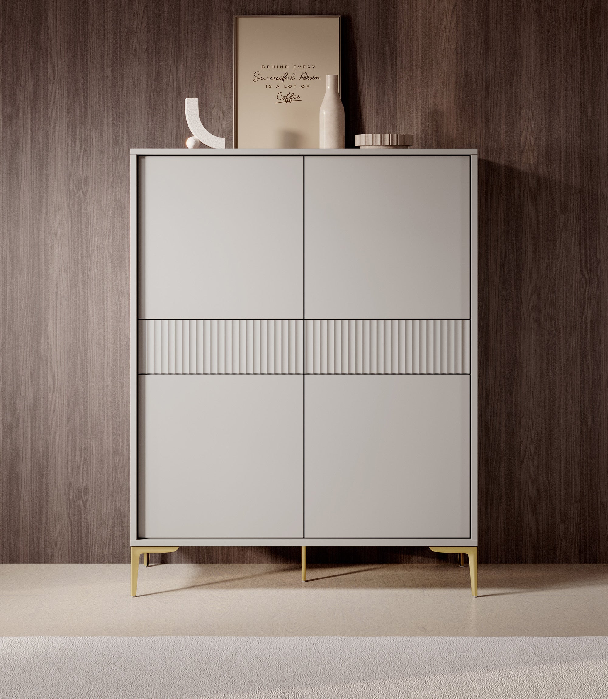 Five - Opbergkast met 4 deuren - Beige - 103x38x133 cm