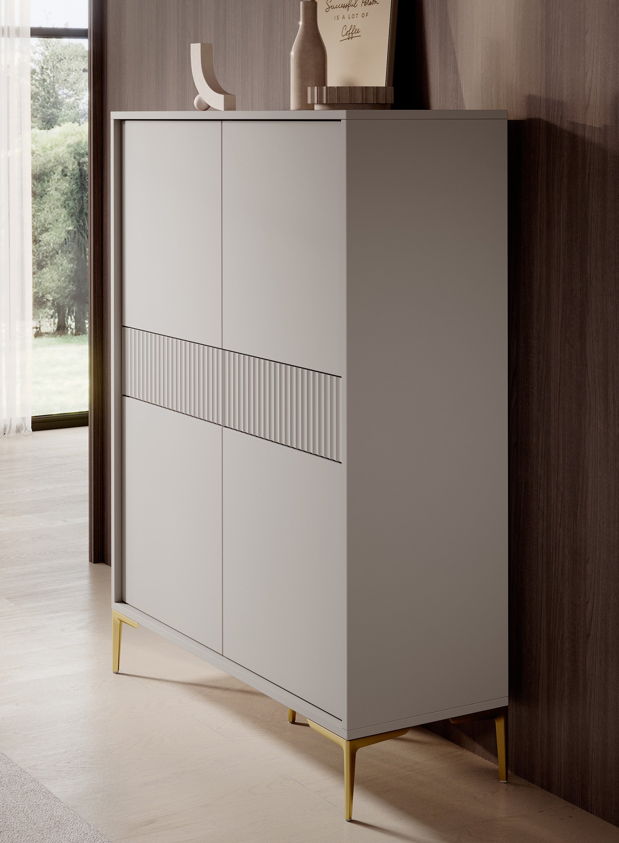 Five - Opbergkast met 4 deuren - Beige - 103x38x133 cm