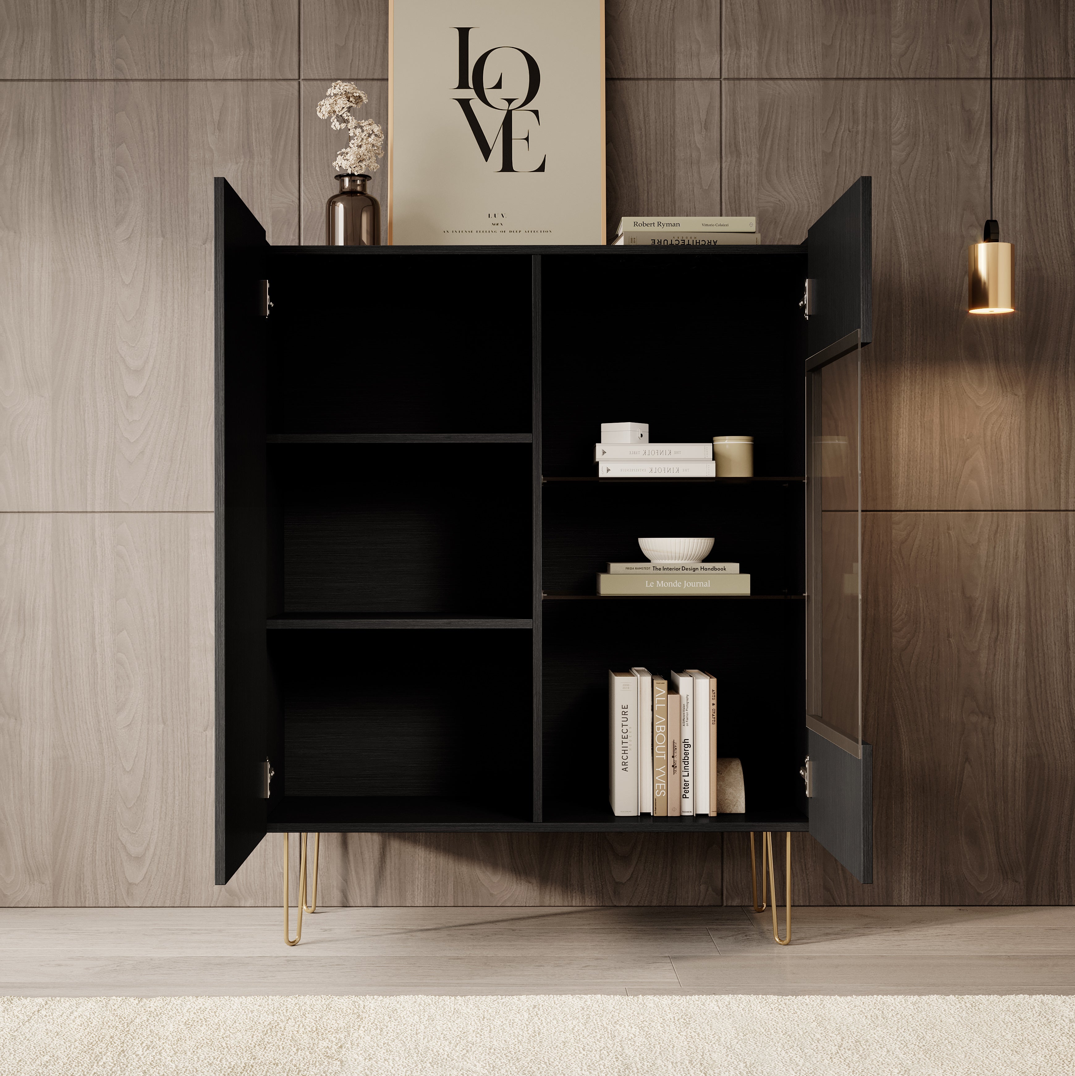 Hacienda - Kast - Zwart - 97x37x122 cm