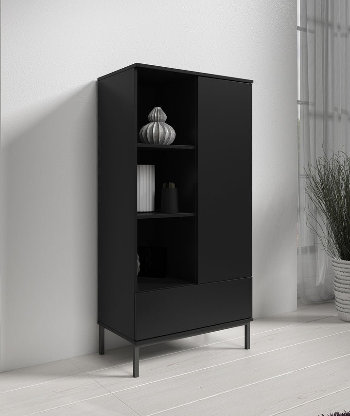 Queen - Opbergkast met deur - Zwart - 70x41x140 cm