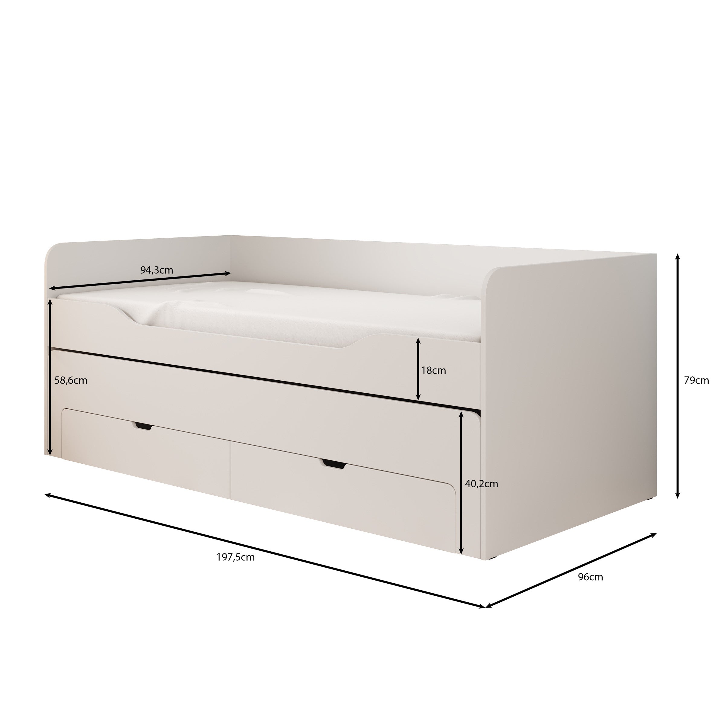 Ryker - Bed - Wit - 90x200