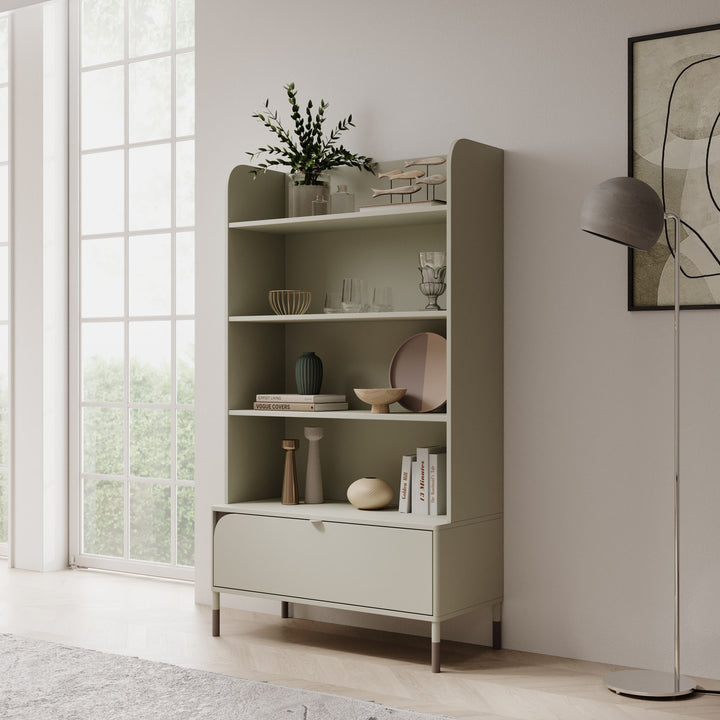 Hill - Boekenkast - Beige - 89x40x159 cm