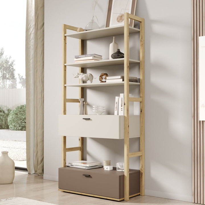 Livingston - Boekenkast - Beige - 85x40x180 cm