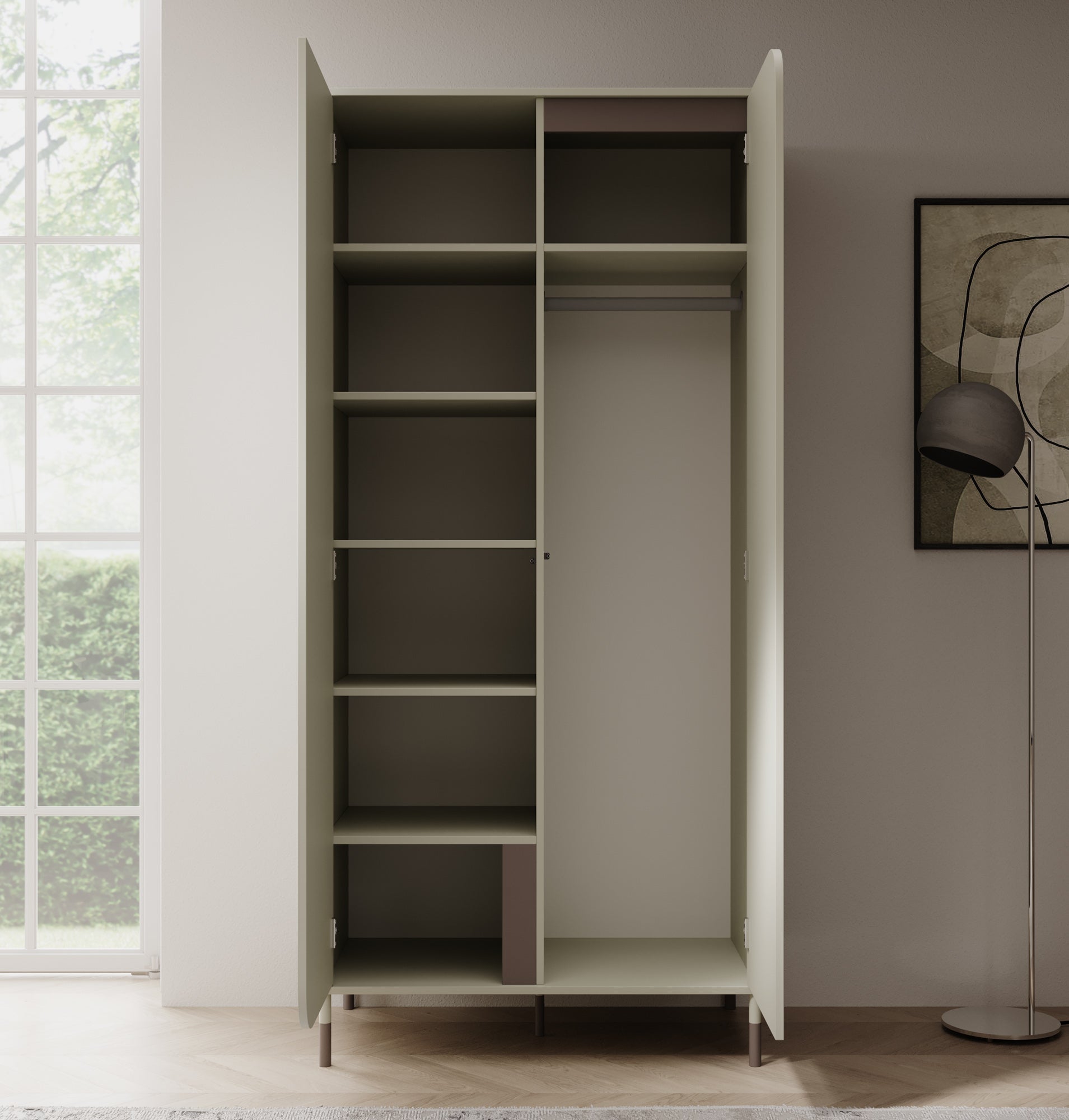 Hill - Kledingkast 2-deurs - Beige - 92x50x201 cm